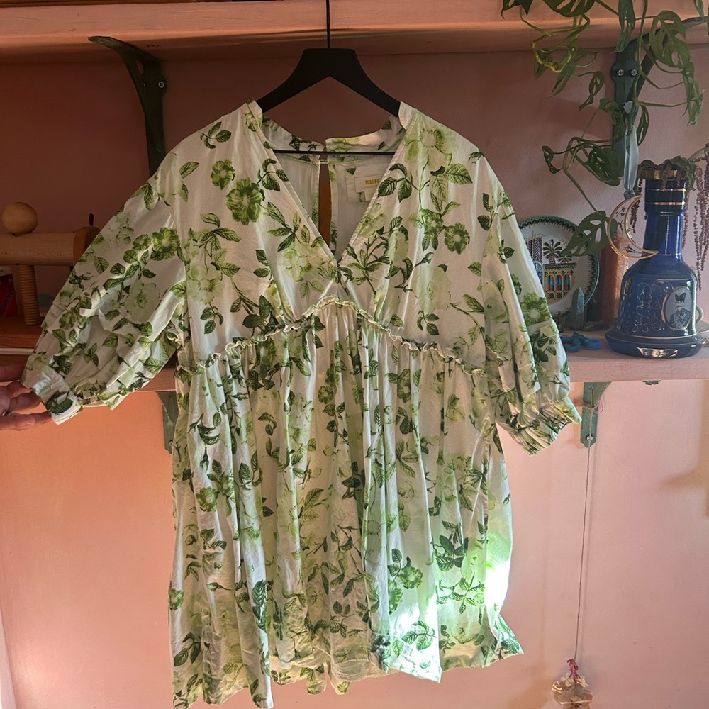 Maeve Anthropologie Green Floral Blouse